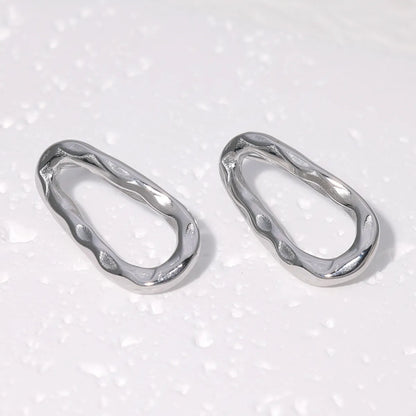 1 Pair Simple Style Oval Plating Stainless Steel Ear Studs