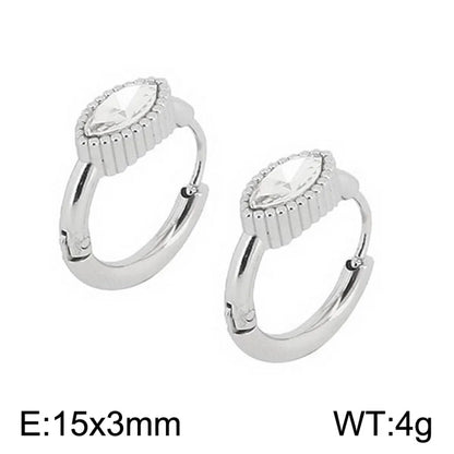 1 Pair Simple Style Oval Plating Titanium Steel Hoop Earrings