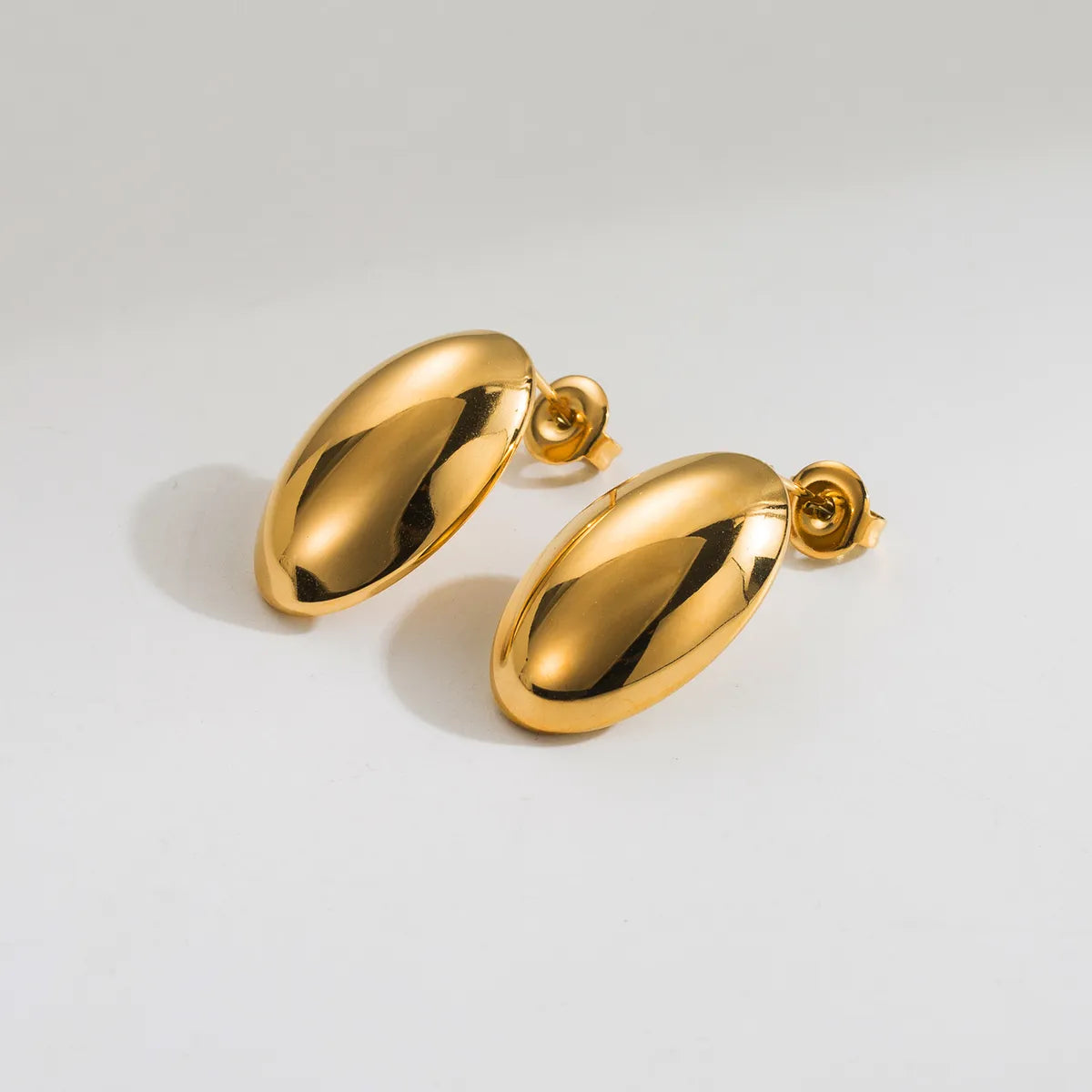 1 Pair Simple Style Oval Stainless Steel 18K Gold Plated Ear Studs