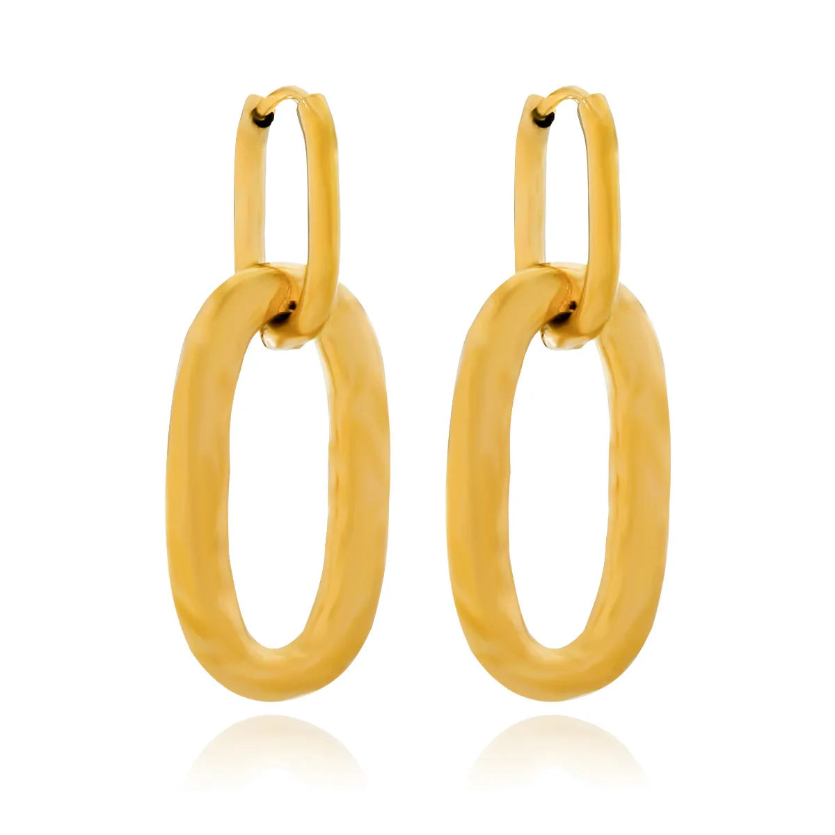 1 Pair Simple Style Oval Stainless Steel Gold Plated Drop Earrings