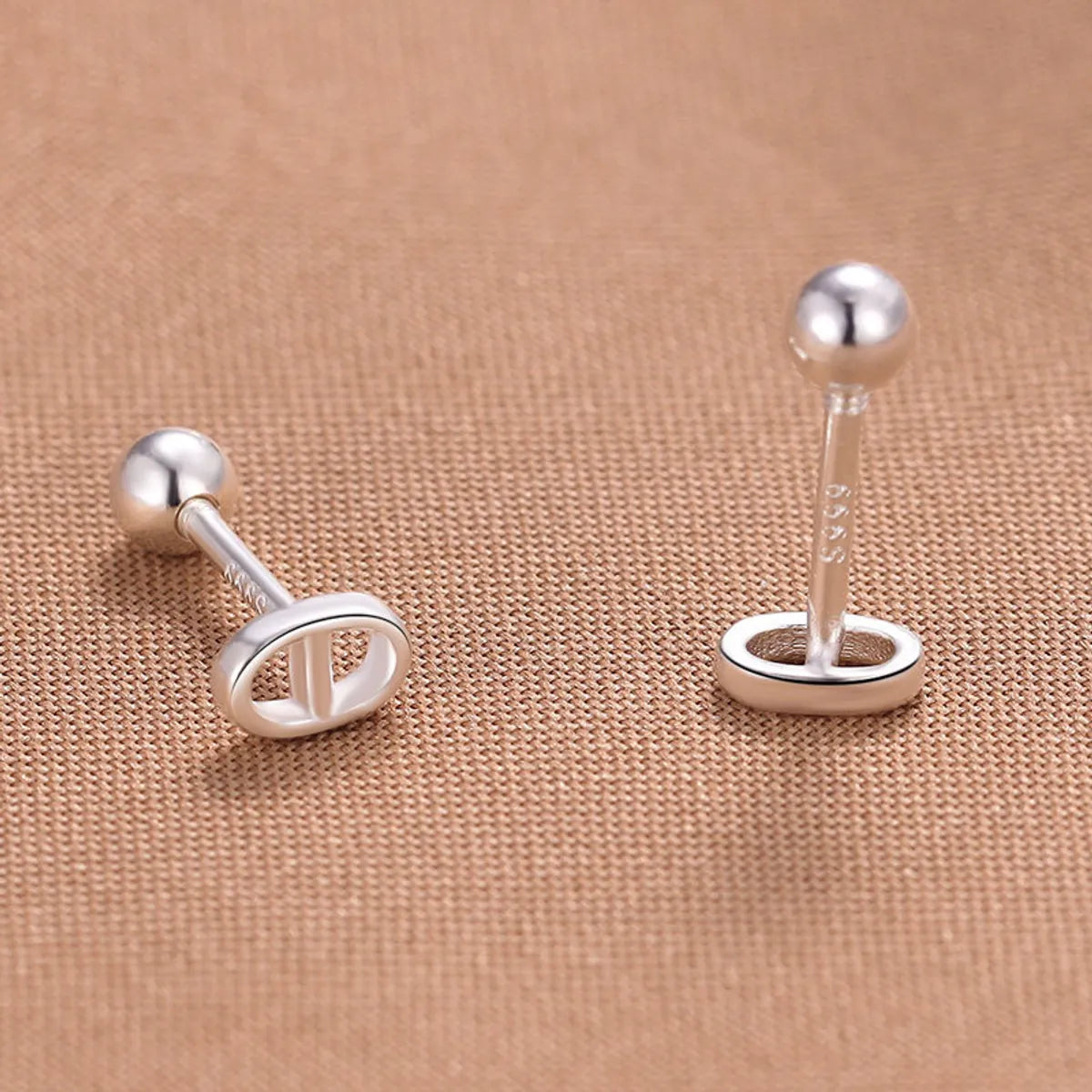 1 Pair Simple Style Oval Sterling Silver Ear Studs