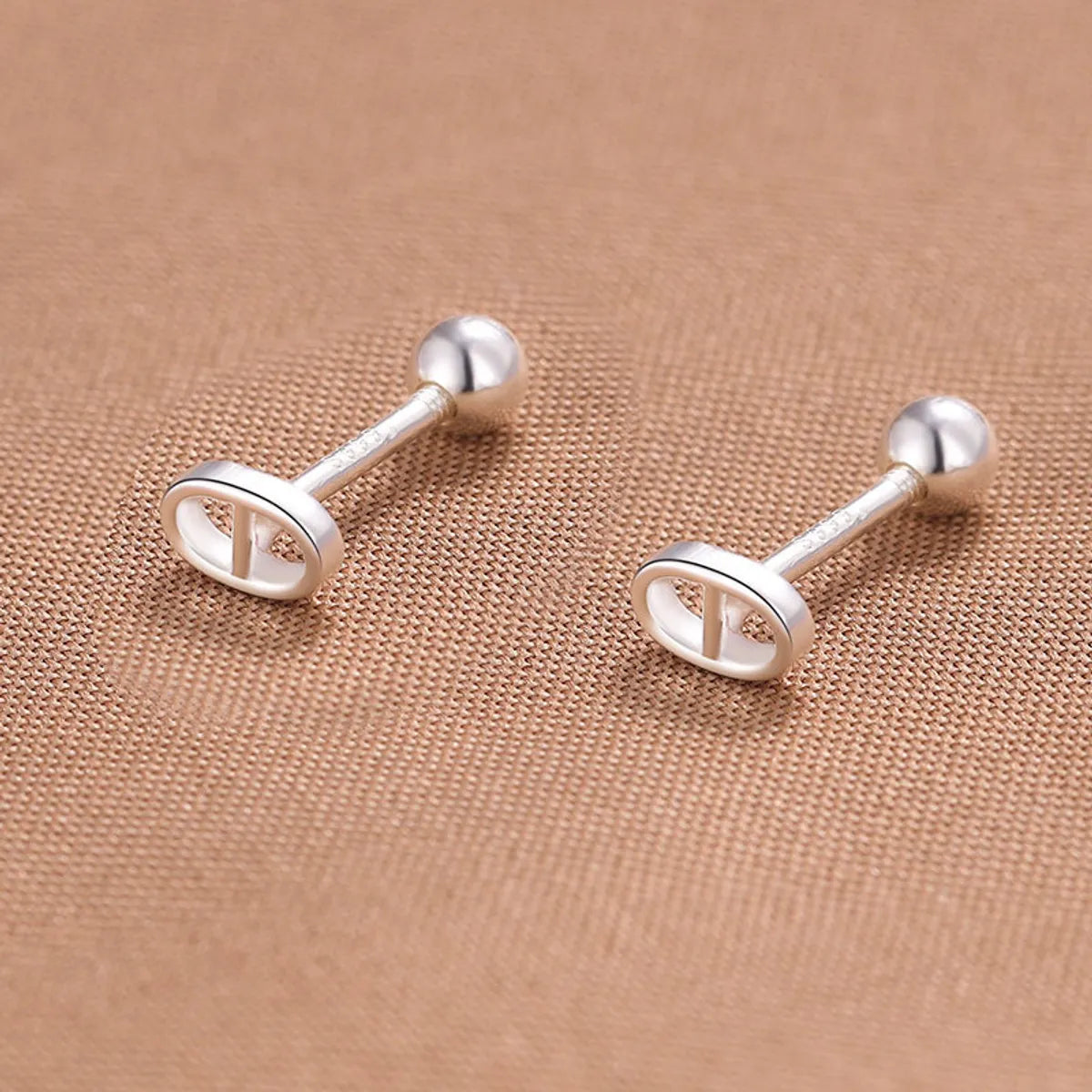 1 Pair Simple Style Oval Sterling Silver Ear Studs