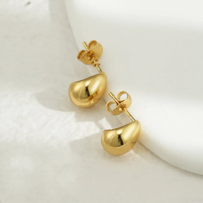 1 Pair Simple Style Oval Water Droplets Hollow Out 304 Stainless Steel 18K Gold Plated Ear Studs