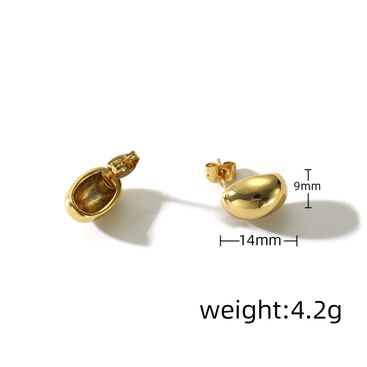 1 Pair Simple Style Oval Water Droplets Hollow Out 304 Stainless Steel 18K Gold Plated Ear Studs