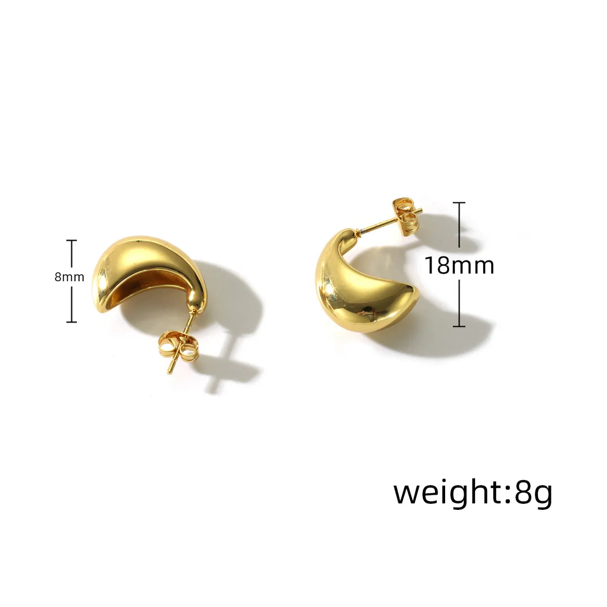 1 Pair Simple Style Oval Water Droplets Hollow Out 304 Stainless Steel 18K Gold Plated Ear Studs