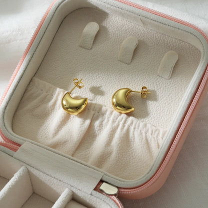 1 Pair Simple Style Oval Water Droplets Hollow Out 304 Stainless Steel 18K Gold Plated Ear Studs