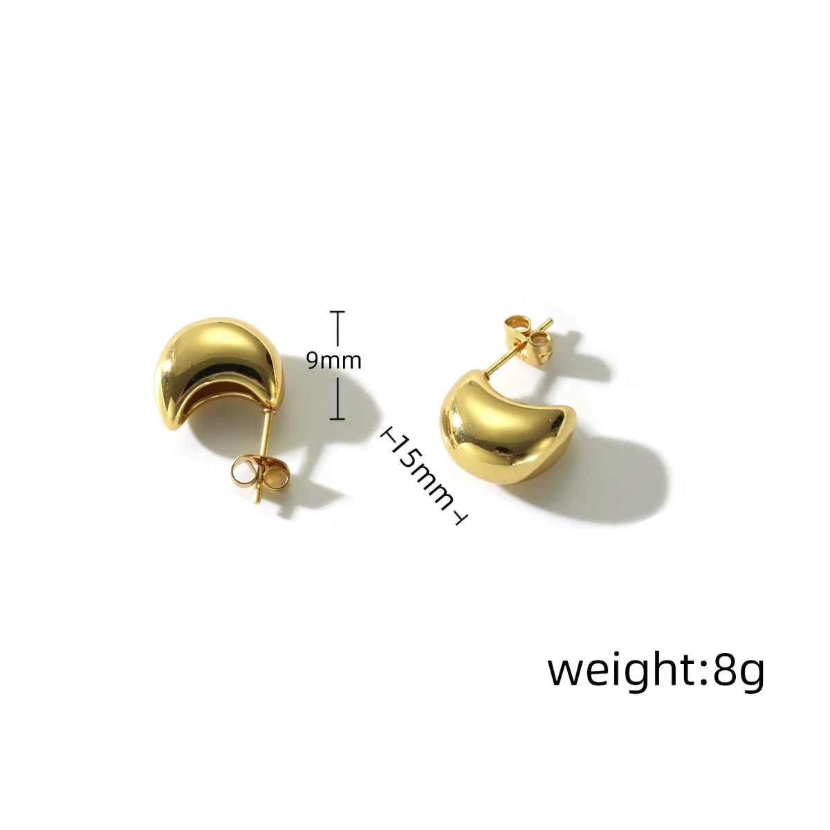 1 Pair Simple Style Oval Water Droplets Hollow Out 304 Stainless Steel 18K Gold Plated Ear Studs