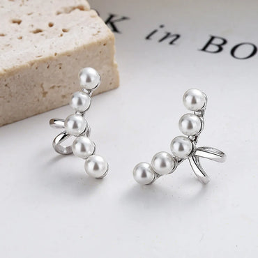 1 Pair Simple Style Pearl Plating Inlay Sterling Silver Shell Ear Cuffs