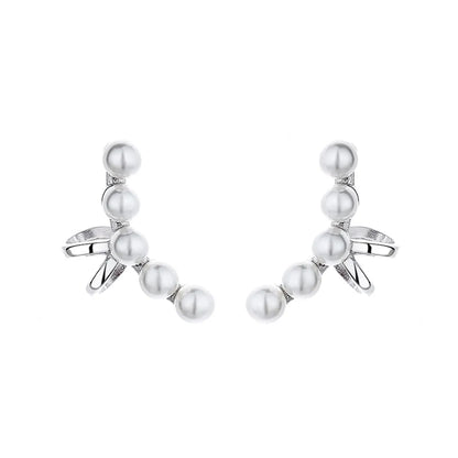 1 Pair Simple Style Pearl Plating Inlay Sterling Silver Shell Ear Cuffs