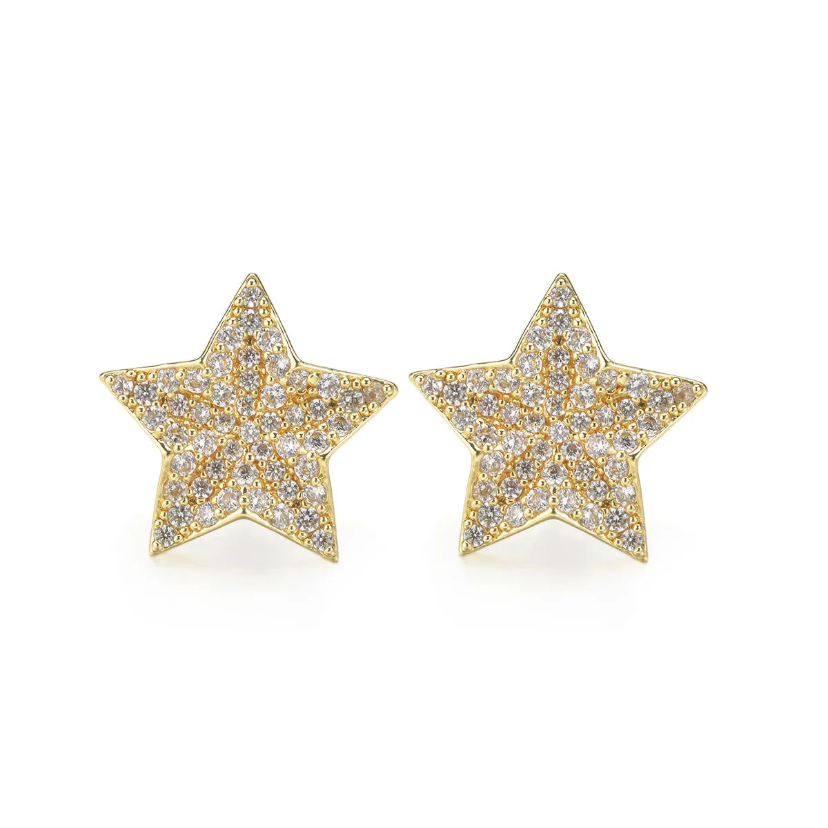 1 Pair Simple Style Pentagram Copper Alloy Zircon Ear Studs