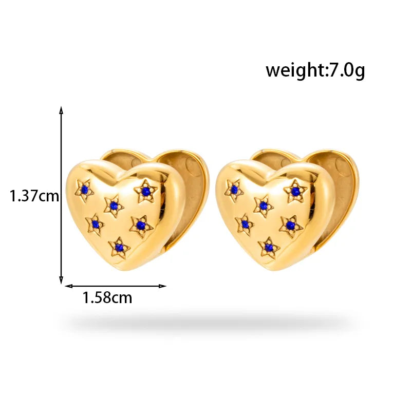 1 Pair Simple Style Pentagram Heart Shape Heart Star 304 Stainless Steel Zircon Drop Earrings