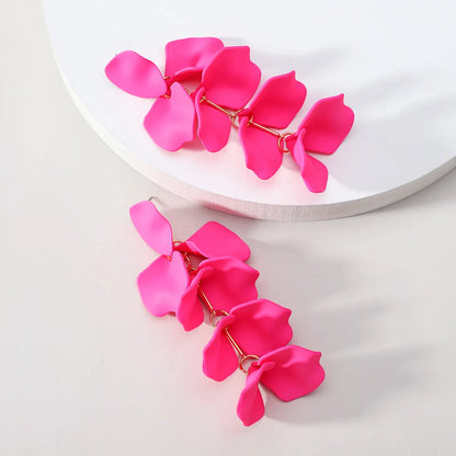 1 Pair Simple Style Petal Arylic Stoving Varnish Women'S Drop Earrings