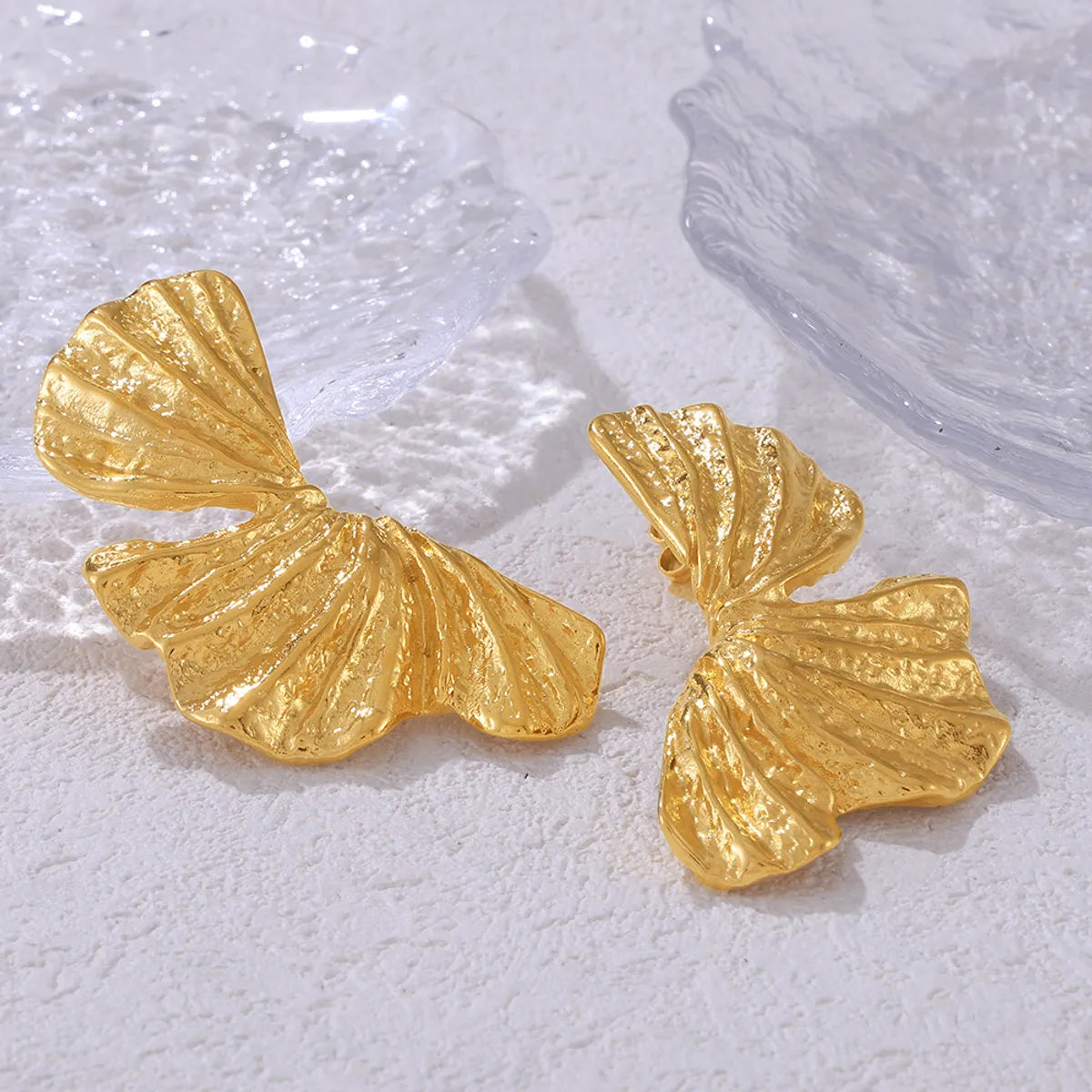 1 Pair Simple Style Petal Plating 304 Stainless Steel 18K Gold Plated Ear Studs