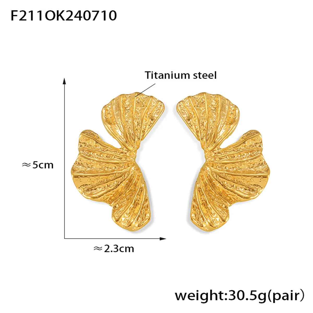 1 Pair Simple Style Petal Plating 304 Stainless Steel 18K Gold Plated Ear Studs