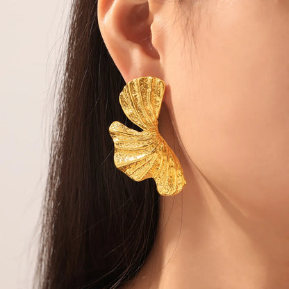 1 Pair Simple Style Petal Plating 304 Stainless Steel 18K Gold Plated Ear Studs