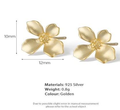 1 Pair Simple Style Petal Plating Sterling Silver Ear Studs