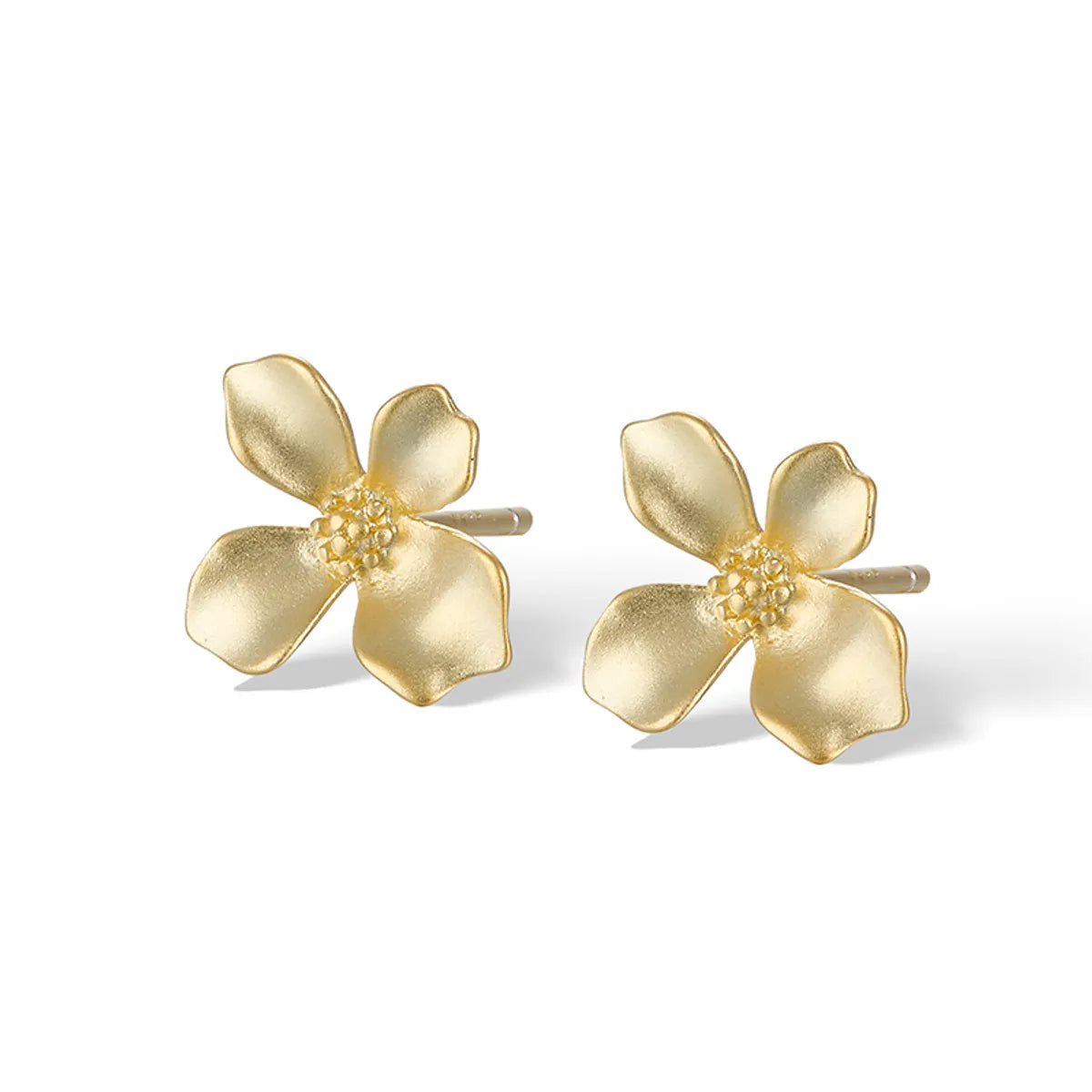 1 Pair Simple Style Petal Plating Sterling Silver Ear Studs