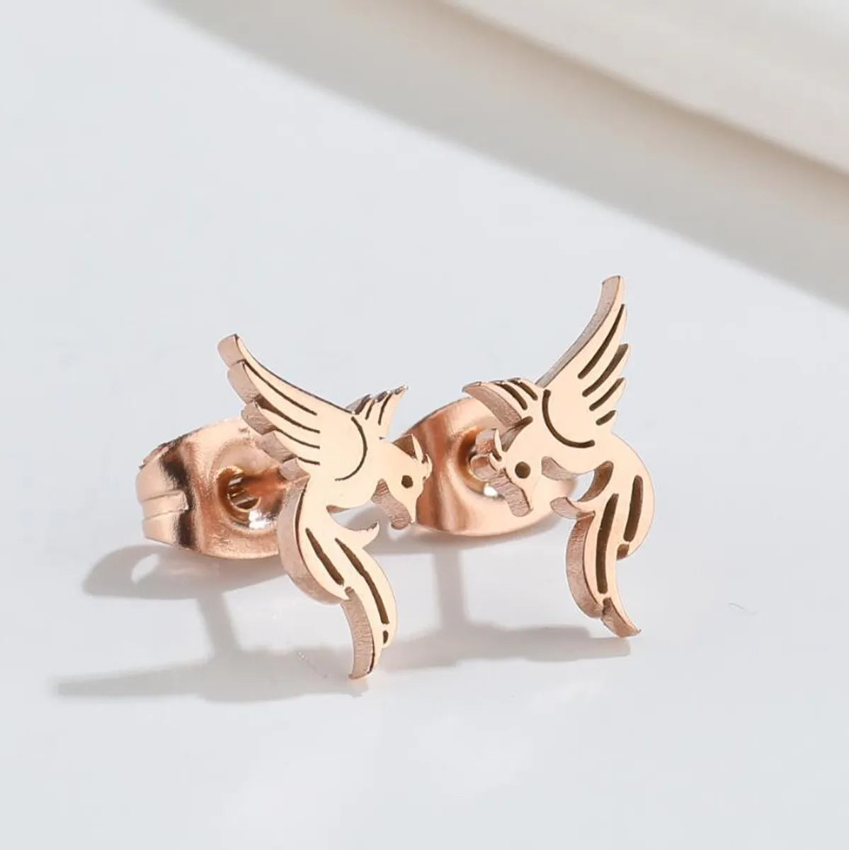 1 Pair Simple Style Phoenix Plating 304 Stainless Steel 18K Gold Plated Ear Studs