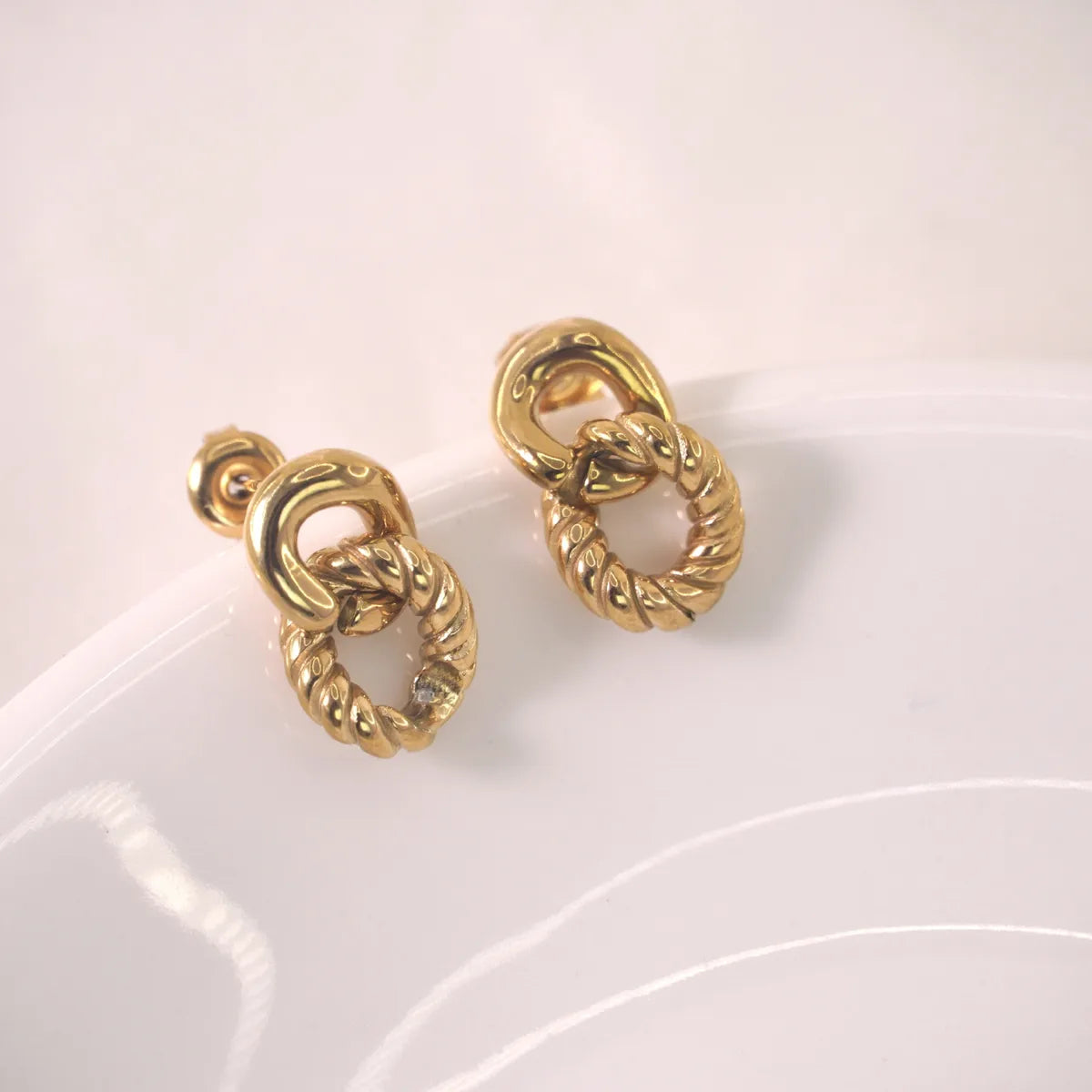 1 Pair Simple Style Printing Plating 304 Stainless Steel Drop Earrings