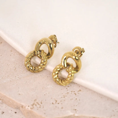 1 Pair Simple Style Printing Plating 304 Stainless Steel Drop Earrings