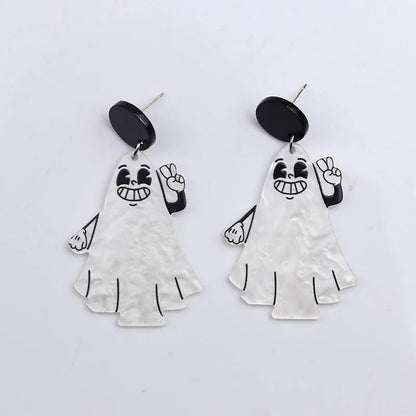 1 Pair Simple Style Pumpkin Printing Arylic Drop Earrings