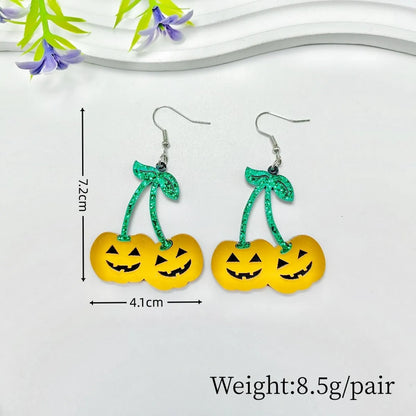 1 Pair Simple Style Pumpkin Skull Arylic Drop Earrings