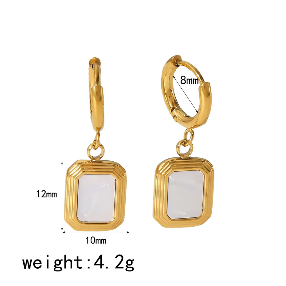 1 Pair Simple Style Quadrilateral Oval Polishing Plating Stainless Steel 18k Gold Plated Drop Earrings