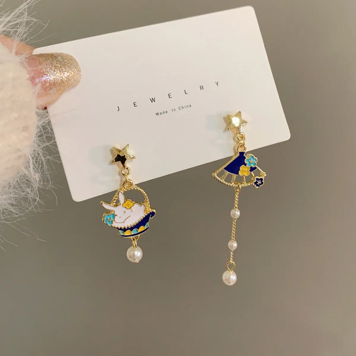 1 Pair Simple Style Rabbit Enamel Alloy Drop Earrings