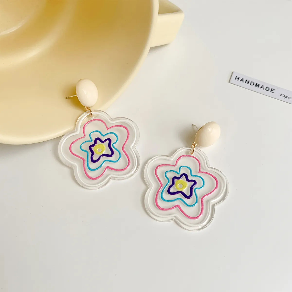 1 Pair Simple Style Rabbit Printing Arylic Drop Earrings