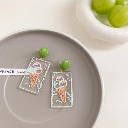 1 Pair Simple Style Rabbit Printing Arylic Drop Earrings