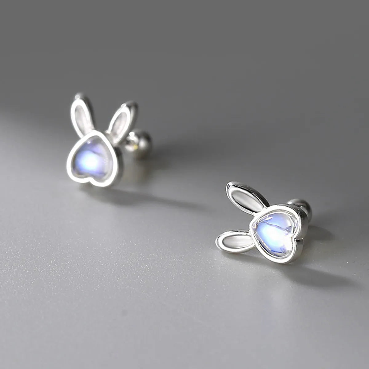 1 Pair Simple Style Rabbit Sterling Silver Inlay Rhinestones Ear Studs