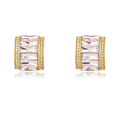 1 Pair Simple Style Rectangle Inlay Alloy Crystal Ear Studs