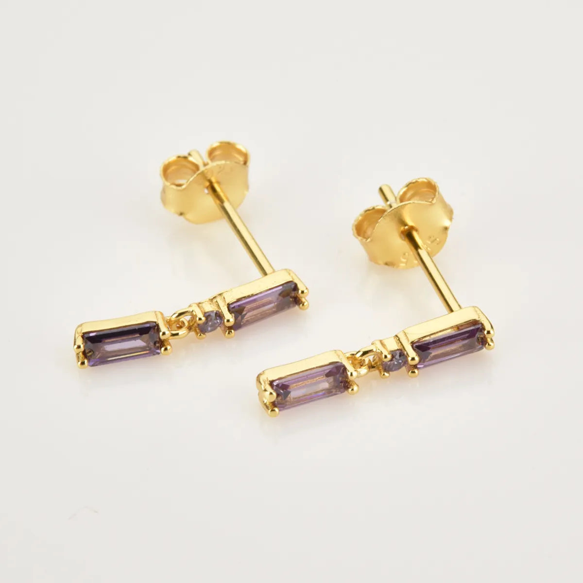 1 Pair Simple Style Rectangle Plating Inlay Copper Zircon Drop Earrings