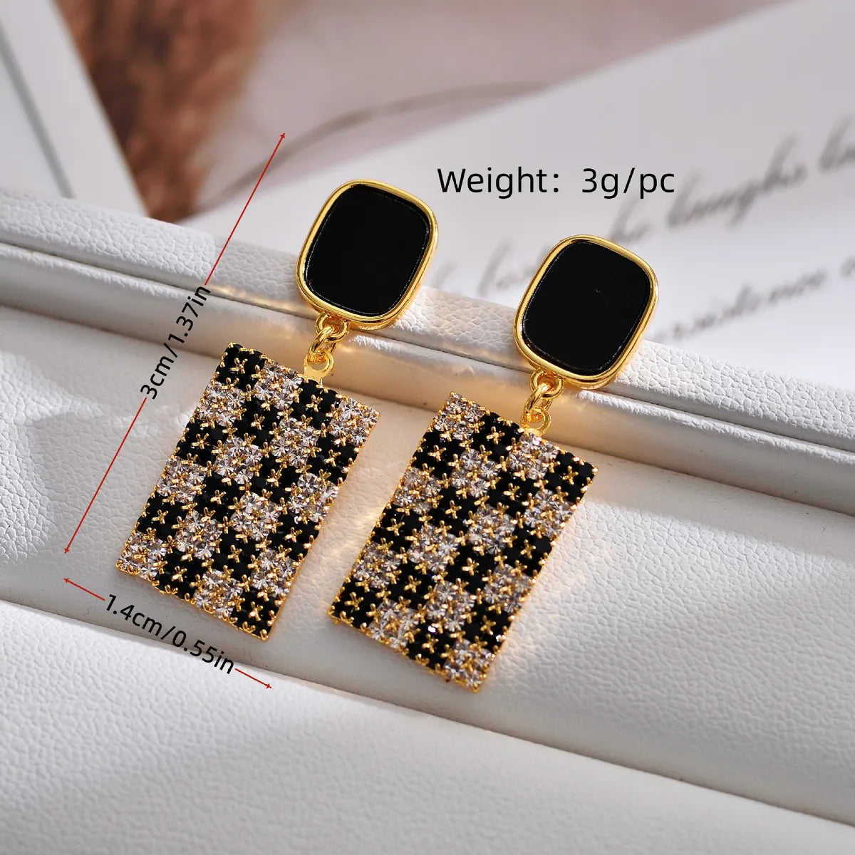 1 Pair Simple Style Rectangle Plating Inlay Copper Zircon Gold Plated Drop Earrings