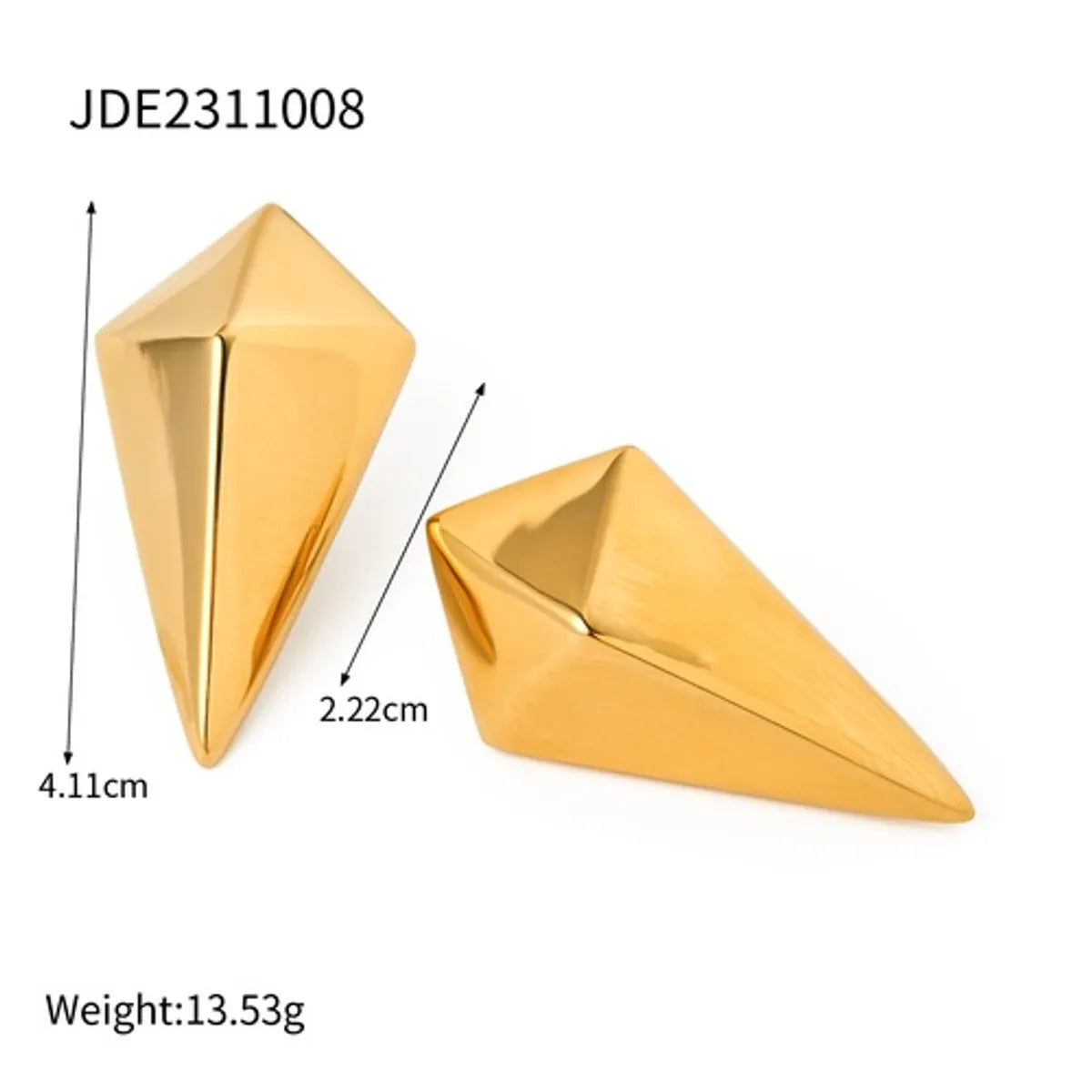 1 Pair Simple Style Rhombus Plating Titanium Steel 18k Gold Plated Ear Studs