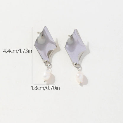 1 Pair Simple Style Rhombus Stainless Steel Drop Earrings