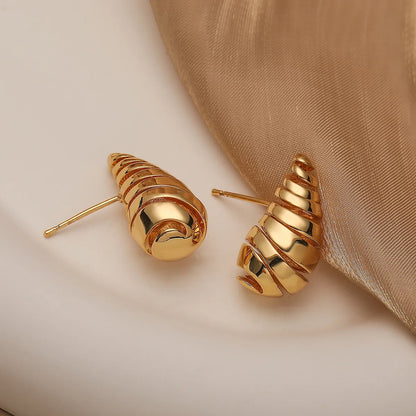 1 Pair Simple Style Roman Style Geometric Plating Copper 18k Gold Plated Ear Studs