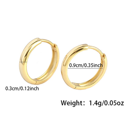 1 Pair Simple Style Roman Style Round Sterling Silver White Gold Plated Gold Plated Earrings