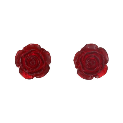 1 Pair Simple Style Rose Synthetic Resin Ear Studs