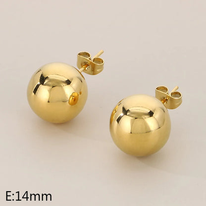 1 Pair Simple Style Round 304 Stainless Steel 18K Gold Plated Ear Studs