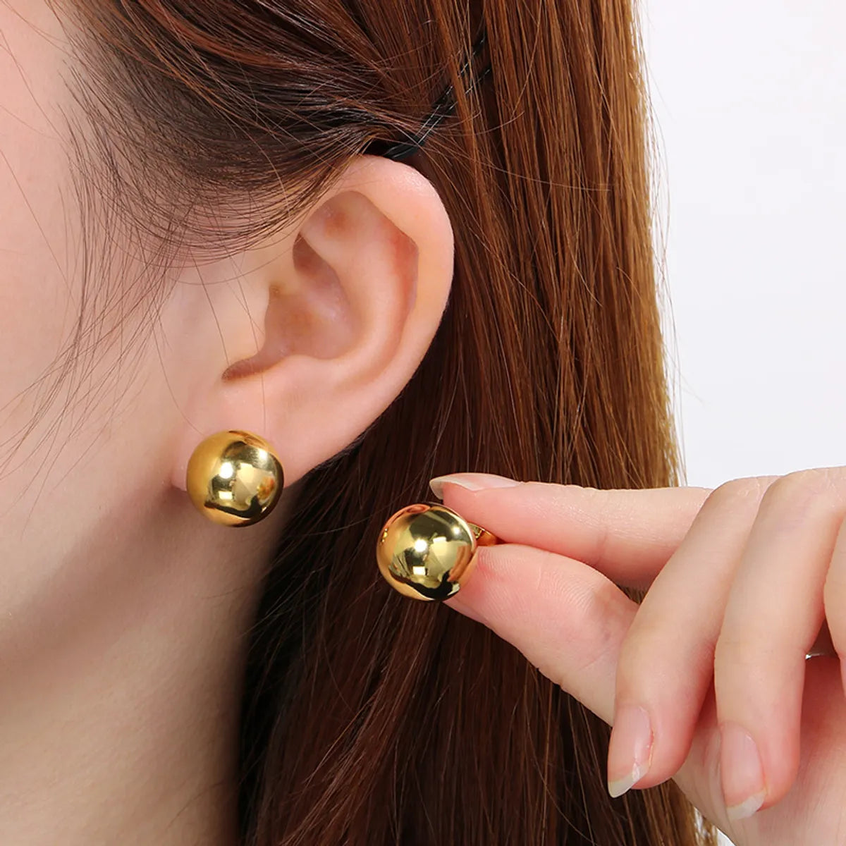 1 Pair Simple Style Round 304 Stainless Steel 18K Gold Plated Ear Studs