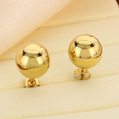 1 Pair Simple Style Round 304 Stainless Steel 18K Gold Plated Ear Studs