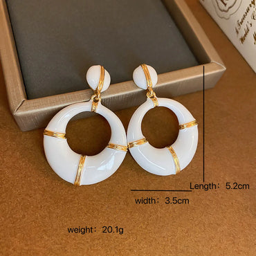 1 Pair Simple Style Round Alloy Drop Earrings