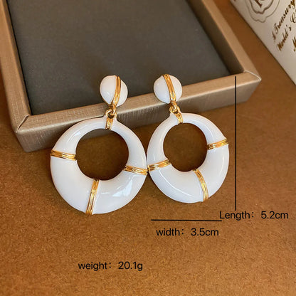 1 Pair Simple Style Round Alloy Drop Earrings