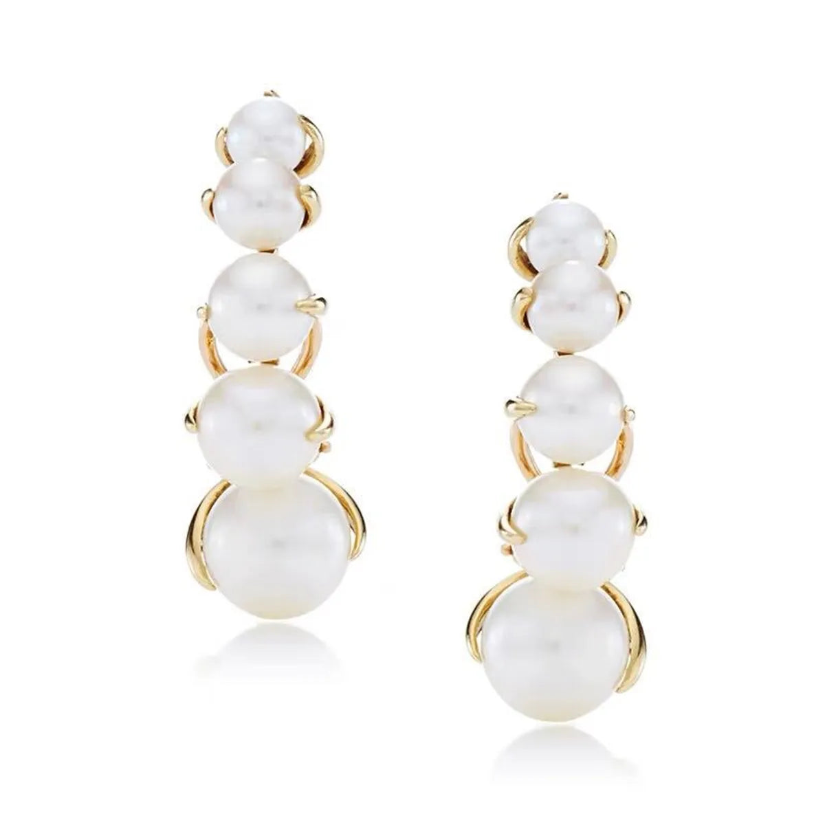 1 Pair Simple Style Round Artificial Pearl Copper Patchwork Earrings