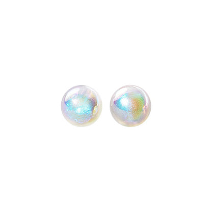 1 Pair Simple Style Round Artificial Pearl Sterling Silver Ear Studs