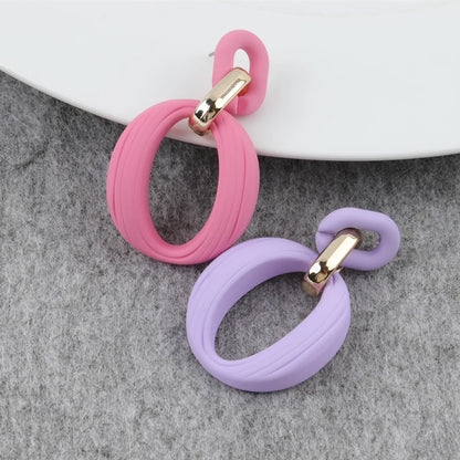 1 Pair Simple Style Round Arylic Patchwork Women's Ear Studs