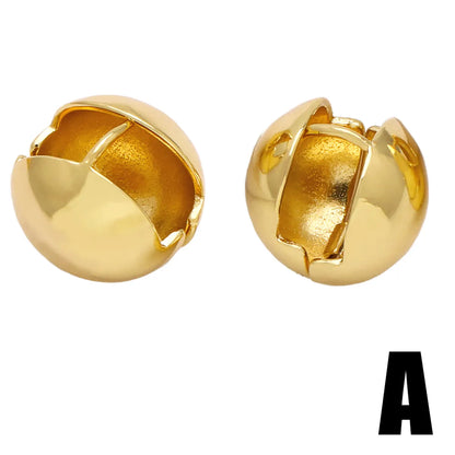 1 Pair Simple Style Round Ball Plating Copper 18k Gold Plated Drop Earrings