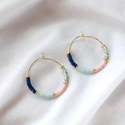 1 Pair Simple Style Round Beaded Metal Earrings