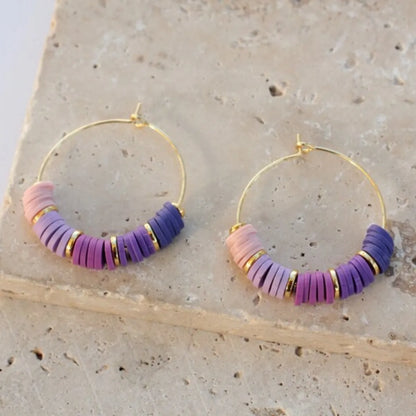 1 Pair Simple Style Round Beaded Soft Clay Drop Earrings